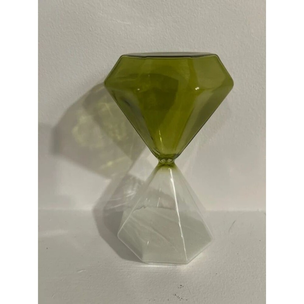 Glass Green and Clear Sand Hourglass Time Teller